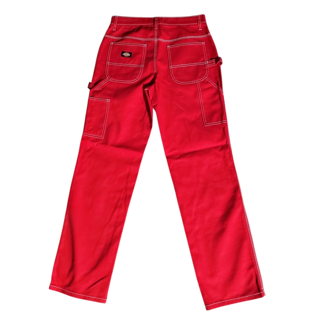 Dickies Juniors Carpenter Pants Size 3/26 Red High Rise Straight leg Jeans - Picture 4 of 13